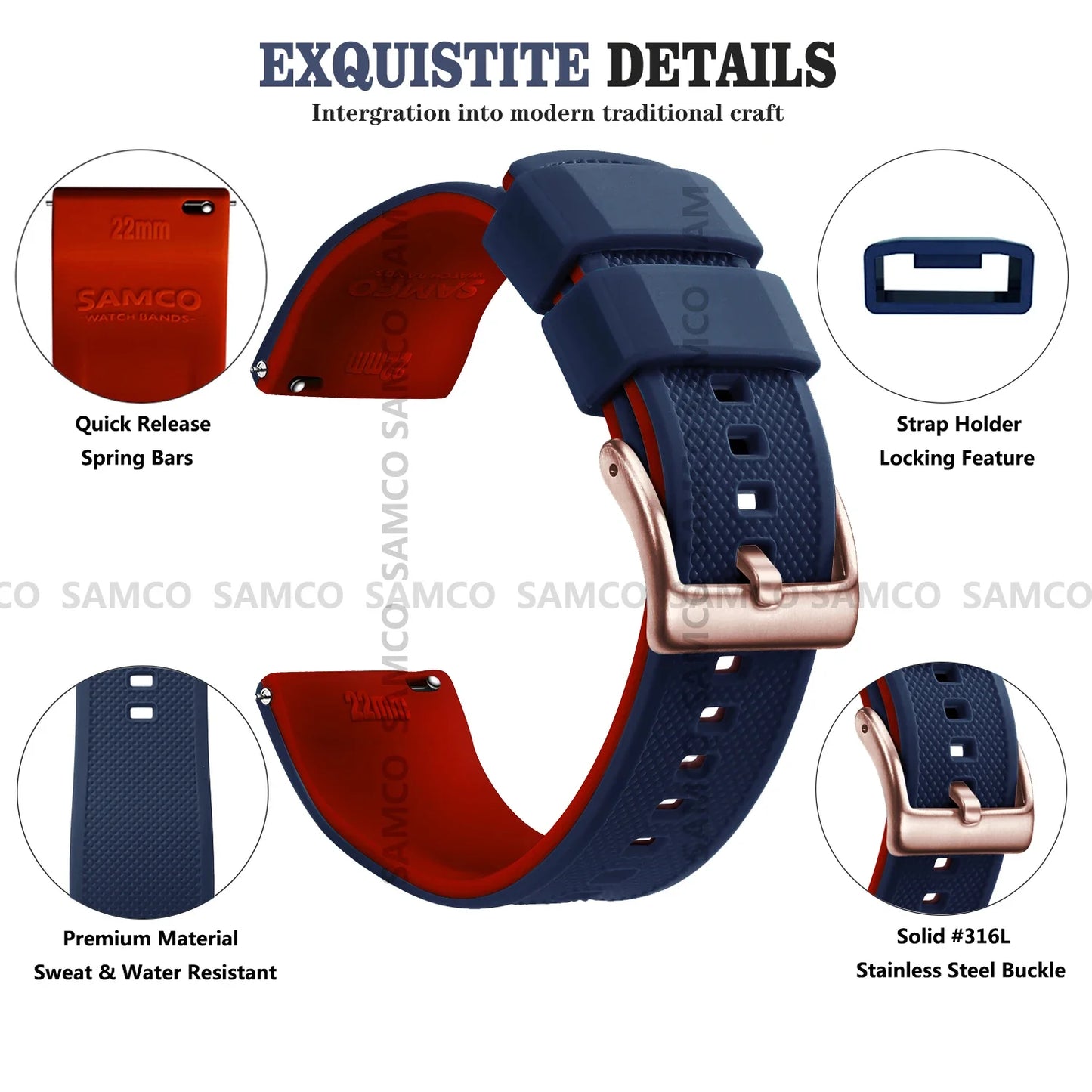 Premium Silicone Watch Band – Quick Release Rubber Strap, 18mm 20mm 22mm Replacement Watchband