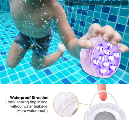 10 LED RGB Underwater Pool Light – Remote Control, Battery Operated, Waterproof Dive Lamp for Aquarium, Vase, and Fish Tank