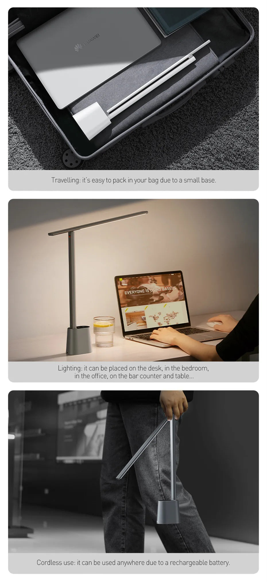 Baseus LED Desk Lamp – Eye Protection, Dimmable, Foldable Table Lamp with Smart Adaptive Brightness for Study & Office