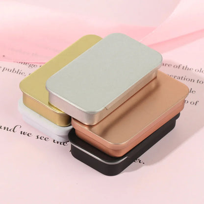 Metal Rectangular Mini Tin Box – Hinged Push-Top Candy, Pill & Small Storage Container
