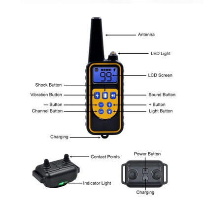 Waterproof Electric Dog Training Collar with Remote – Rechargeable Anti-Bark Control Device for All Dog Sizes
