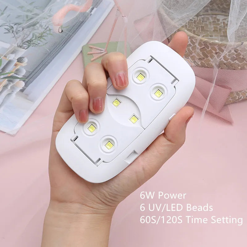 Portable 6W UV LED Nail Dryer – Manicure Lamp for Gel Nail Polish & Nail Art, Home Use