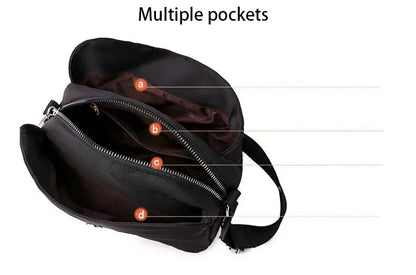 Vintage Waterproof Nylon Shoulder Bag for Women – Simple Crossbody Messenger Bag for Daily Use & Travel