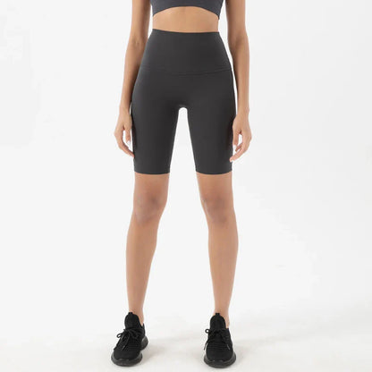 SOISOU Women’s High Waist Nylon Sports Shorts – Breathable No-Show Seamless Yoga, Gym & Cycling Fitness Shorts (24 Colors)