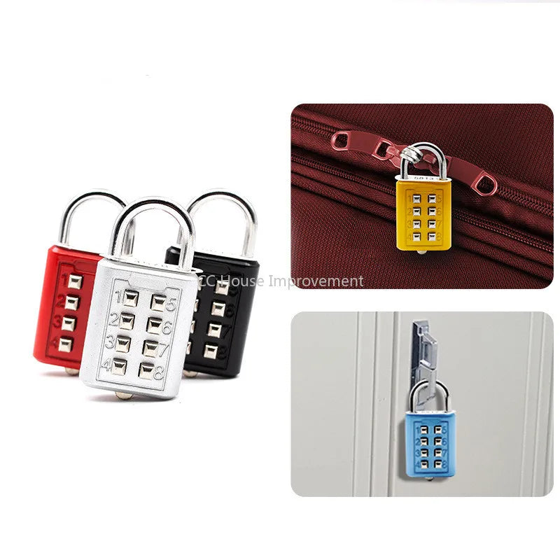 4-Digit Push Button Combination Padlock – Multiple Colors Travel Luggage Code Lock for Travel Accessories
