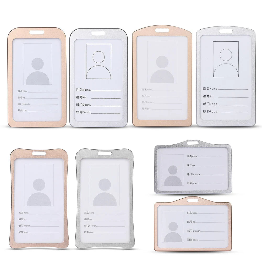 Aluminum Alloy ID Badge Holder - Vertical Business Card Case with Lanyard for Work and Name Cards