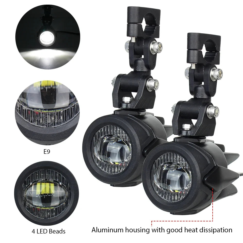 40W Motorcycle Auxiliary Fog Lights - Upgrade 6000K Bright LED Driving Lamps for BMW R1200GS F800GS F700GS F650 K1600