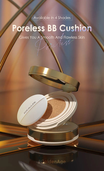 FOCALLURE Air Cushion BB Cream – Poreless, Waterproof, Long-Lasting Matte Foundation & Brightening Concealer with Puff