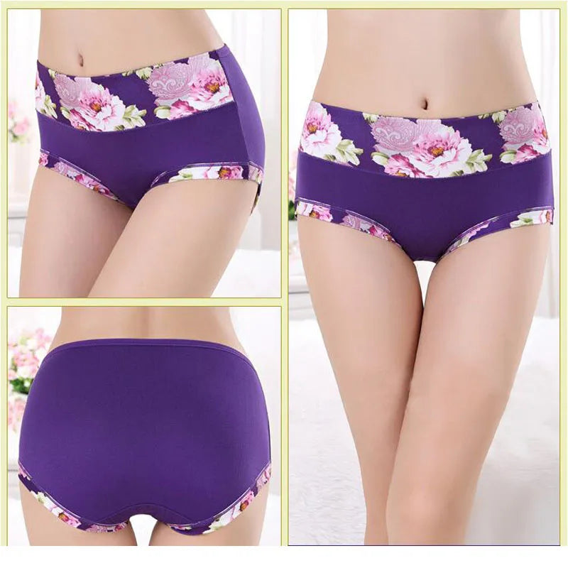 5Pcs Women’s Printed Panties Set - Soft Floral Brief Underwear & Comfortable Sexy Lingerie for Everyday Wear