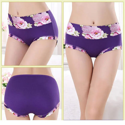 5Pcs Women’s Printed Panties Set - Soft Floral Brief Underwear & Comfortable Sexy Lingerie for Everyday Wear