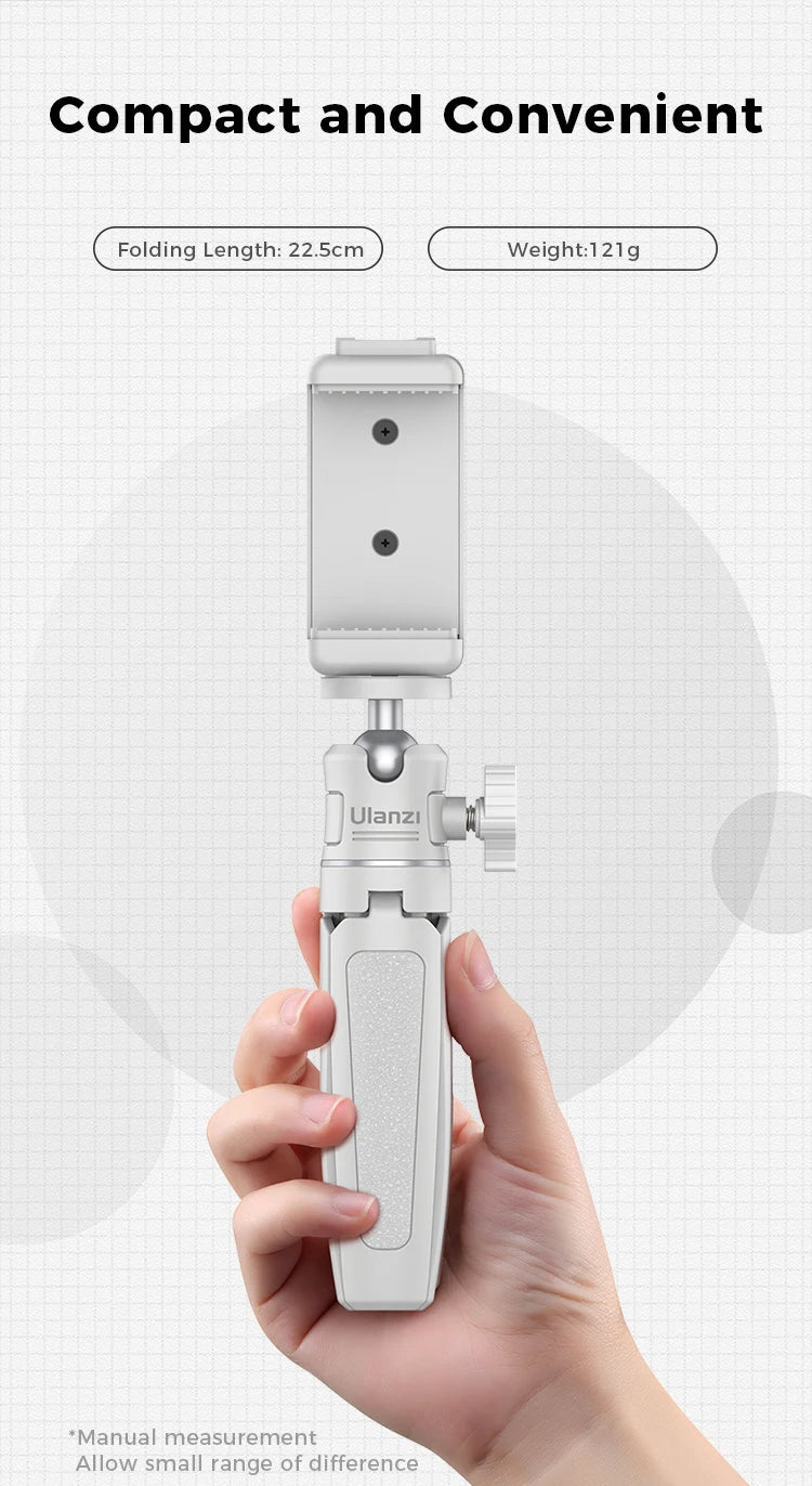 Ulanzi MT-08 Mini Tripod – White Foldable Monopod Mount with 1/4'' Universal Tripod for DSLR, Android & iPhone Smartphones