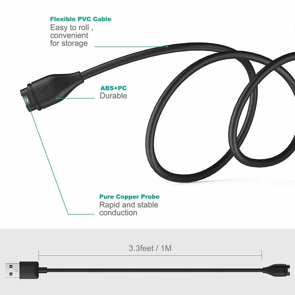 1M USB Type-C Charging Cable for Garmin Fenix 5–7 Series, Vivoactive & Venu – Fast Charge with Dustproof Plug