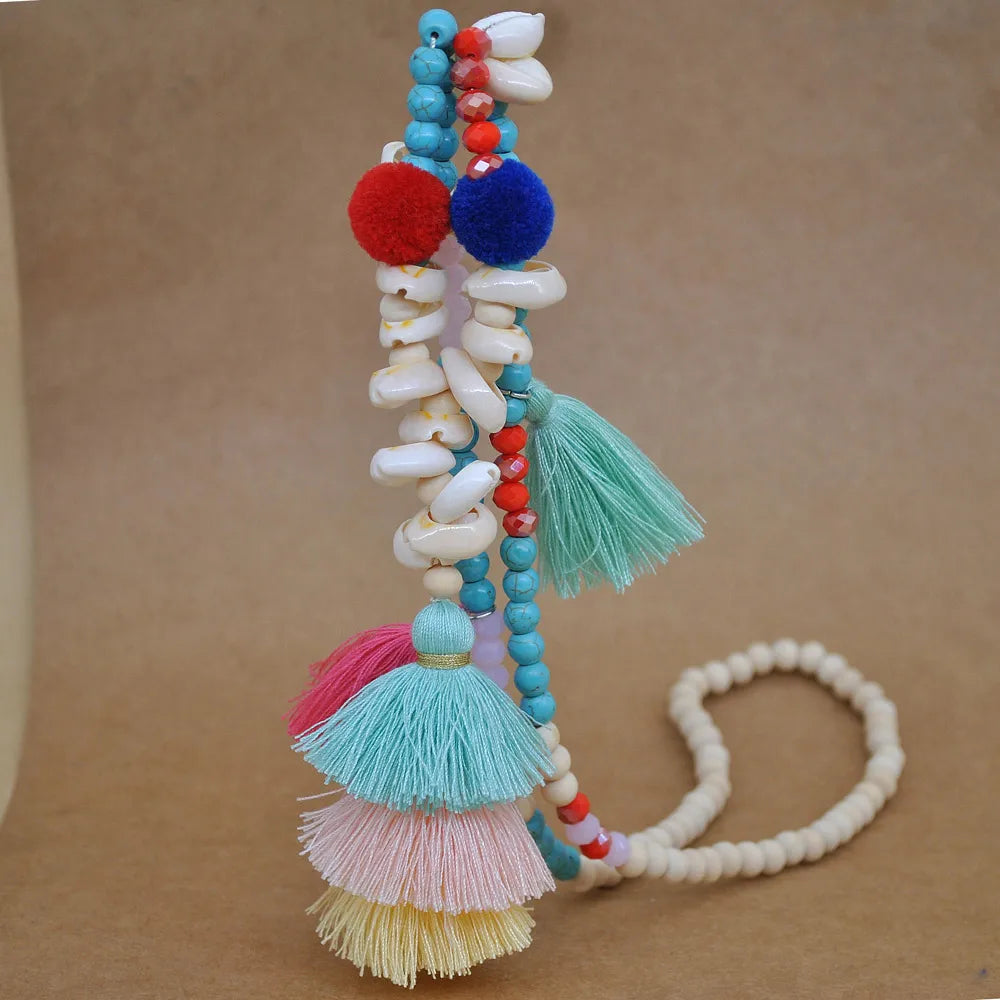 Wooden Bead Tassel Long Necklace - Bohemian Summer Beach Sweater Chain for Women | Mother's Day Gift