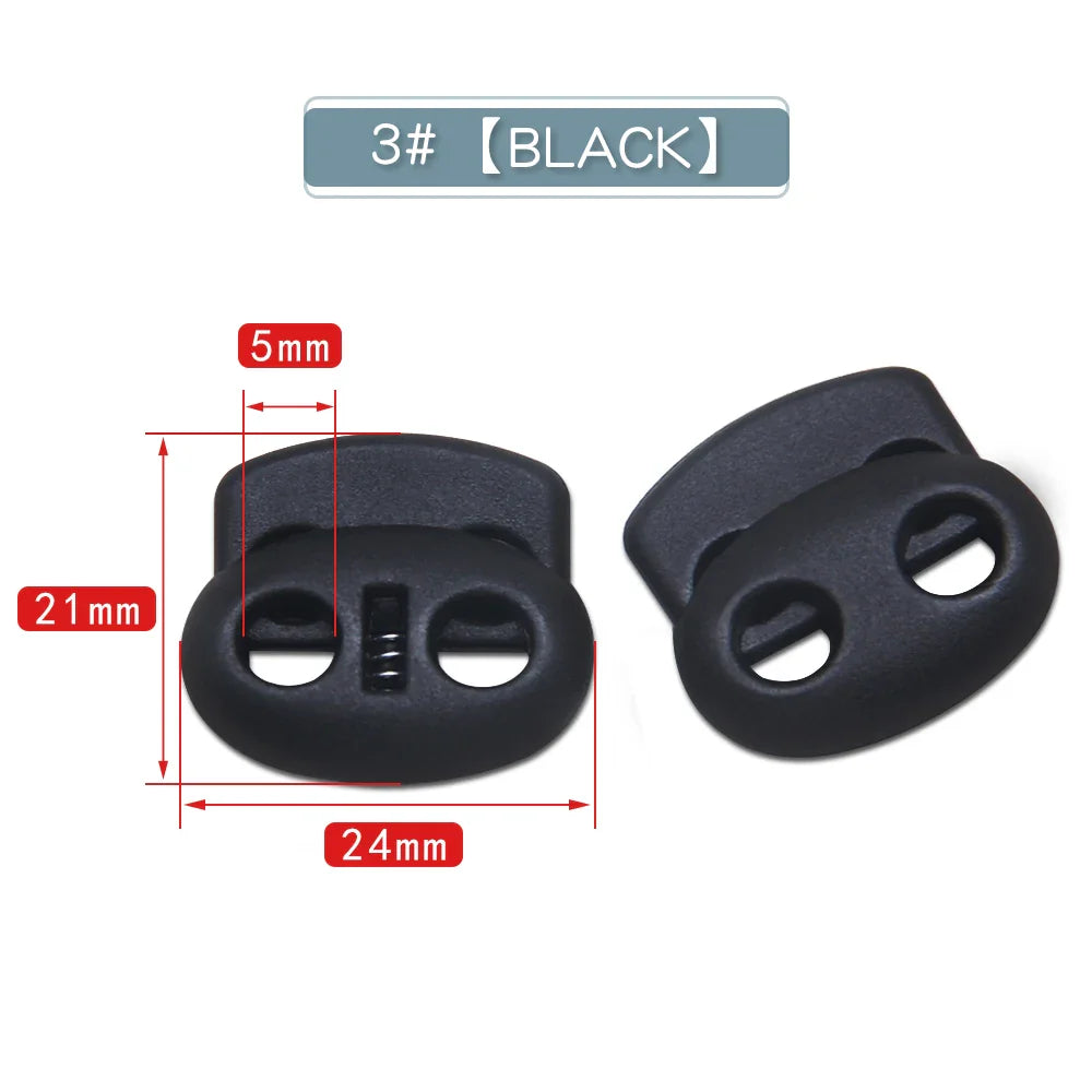 10pcs Plastic Cord Lock Stopper – Black Frost Toggle Clips for Shoelaces, Sportswear & DIY Bag Accessories