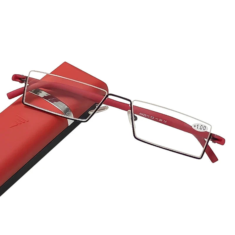 May Flower Anti-Blue Light Reading Glasses – Men’s Half-Frame TR90 Prescription Eyewear +1.75 with Case