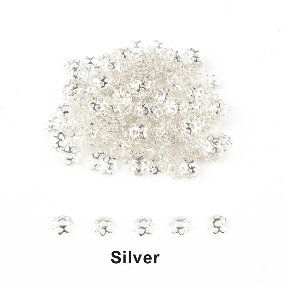 500Pcs Hollow Flower Filigree Bead Caps - 6mm Metal Spacer Beads for DIY Earrings, Jewelry Making & Craft Supplies
