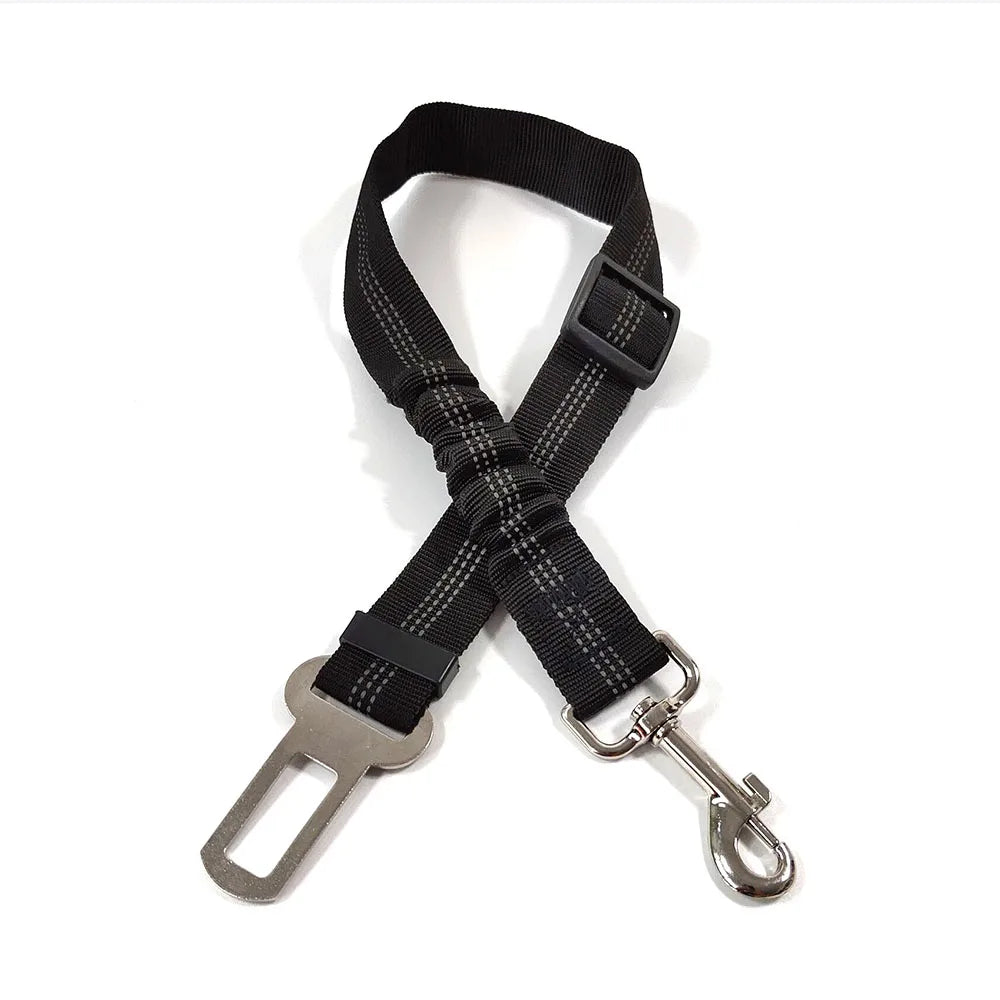 Adjustable Dog Car Seat Belt Harness – Nylon Reflective Elastic Safety Strap with Cushioning for Pet Travel
