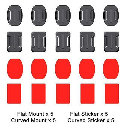 Flat & Curved Adhesive Mount Set for GoPro Hero 11/10/9/8 – Xiaomi Yi 4K, SJCAM Action Camera Mounting Stickers Accessories