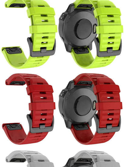 Silicone Quick-Release Watch Bands for Garmin Fenix 3/5/6/7 – 20/22/26mm EasyFit Wrist Strap