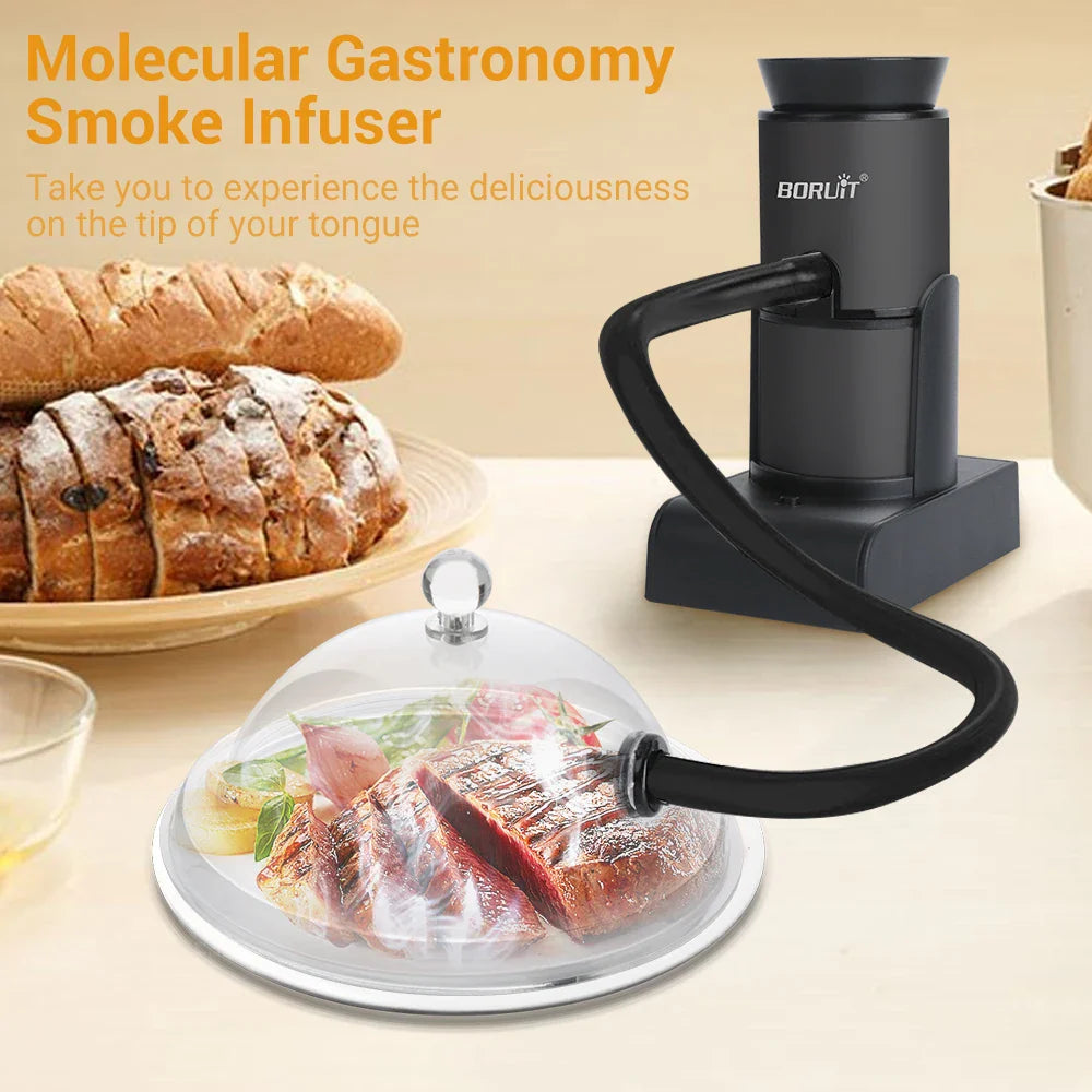 BORUiT SK305 Smoke Infuser – Portable Molecular Cuisine Smoking Gun, Cold Smoke Generator for Meat, BBQ & Cocktails