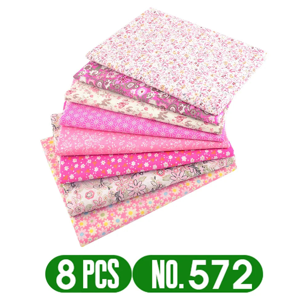 Teramila 7/8 Pcs Patchwork Quilt Fabrics Set - 30x30cm/25x25cm Cotton Sewing Cloth for Needlework and Handmade Projects