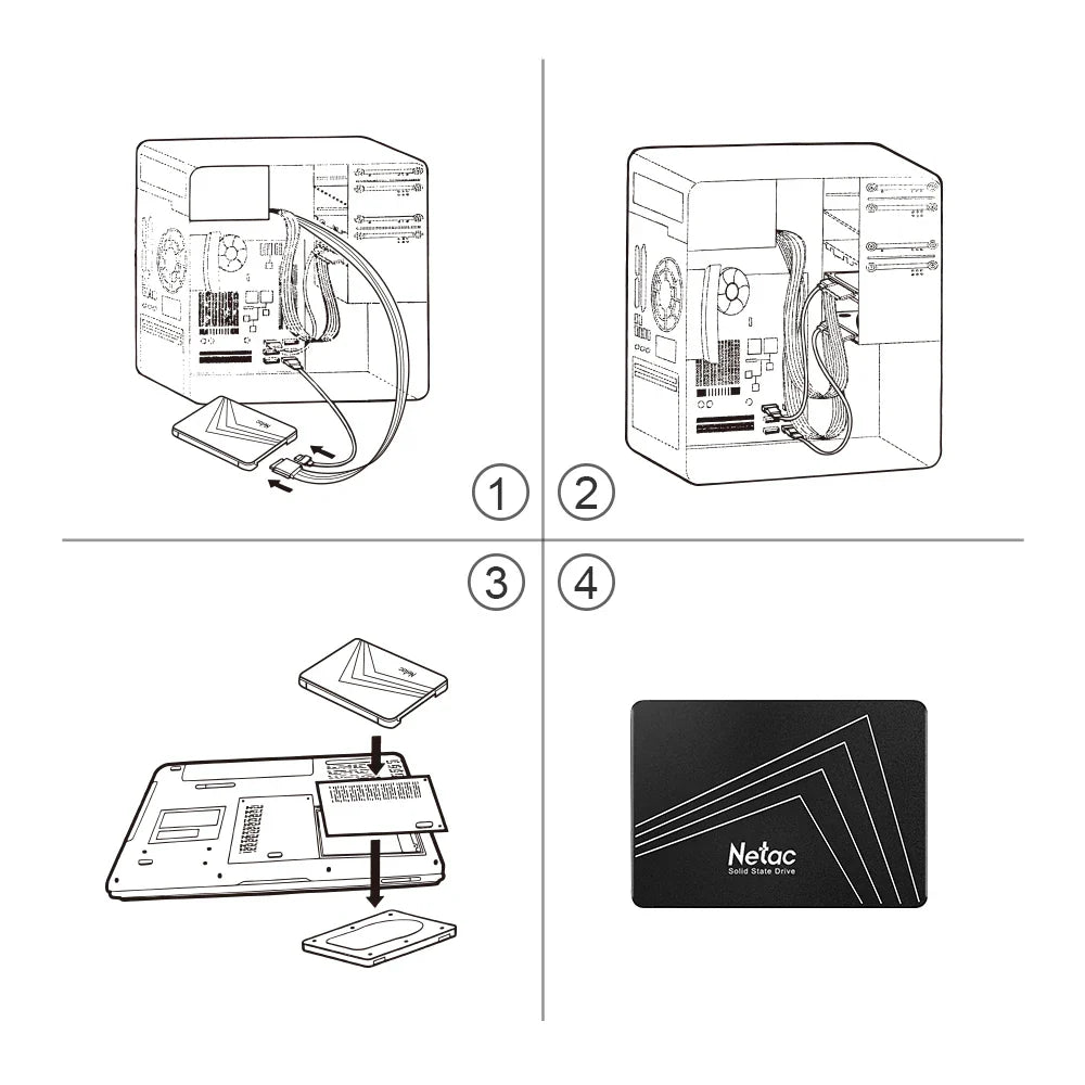 Netac SATA SSD Internal Solid State Drive – 128GB to 4TB HD SSD Disk for Laptops & PCs