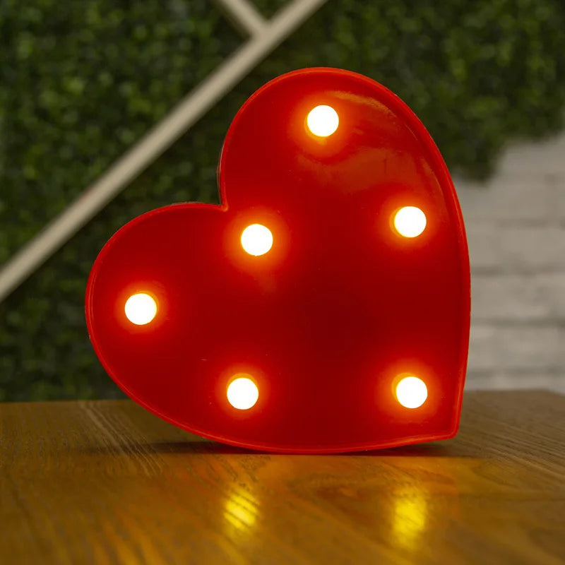 Alphabet & Number LED Lamp Night Light – Warm Battery-Powered Luminous Letter Light for Home, Wedding, Birthday & Party Decoration