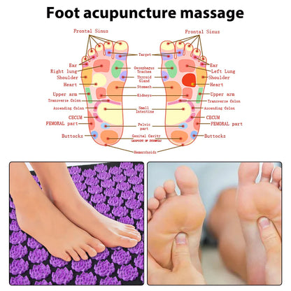 Acupressure Yoga Mat with Spikes - Kuznetsov's Applicator Cushion, Sensi Massage Body Needles, Includes Foot Massager Pillow for Fitness and Pilates