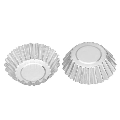 Aluminum Alloy Flower Egg Tart Mold Set: Reusable Non-Stick Ripple Design - Perfect for Cupcakes, Puddings, and Muffins - 10pcs/set