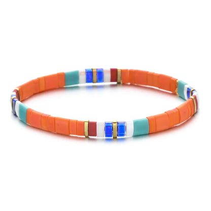 ZMZY Stone Tila Beads Elastic Bracelet for Women – 2025 Fashion Colorful Rainbow Miyuki Tile Bead Jewelry Gift Bracelet