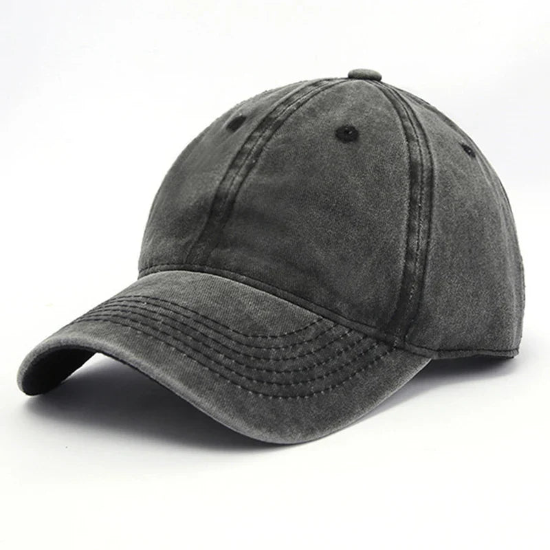 Baseball Snapback Cap – Pure Color Cowboy Hat, Water-Washed Hip Hop Fitted Cap for Men & Women, Spring & Autumn