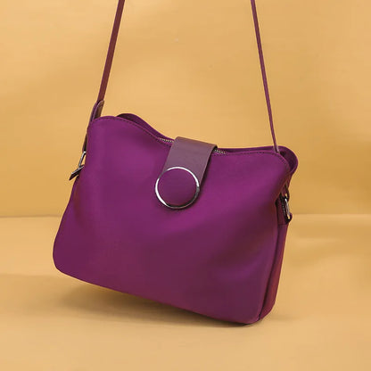 Vintage Waterproof Nylon Shoulder Bag for Women – Simple Crossbody Messenger Bag for Daily Use & Travel