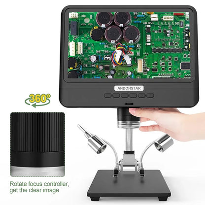 Andonstar AD208 Digital Microscope – 8.5" Adjustable LCD, 1080P HD, Black, Soldering Tool