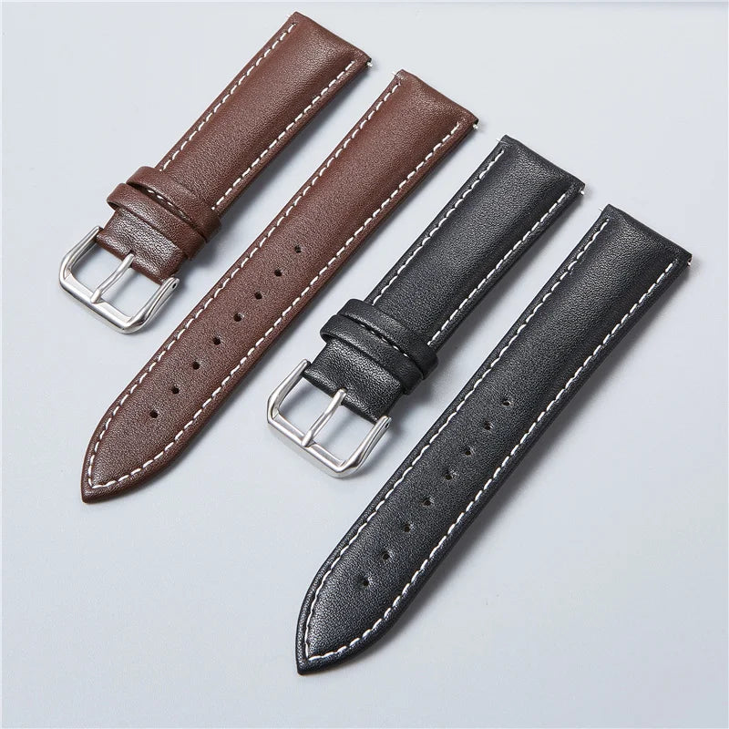 Genuine Leather Watch Bands - Calfskin Replacement Straps for Men & Women, 18mm-24mm