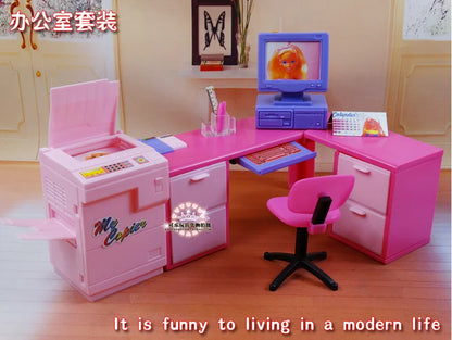 Barbie Doll Furniture Set – Miniature Playhouse Accessories for Fashion Dolls