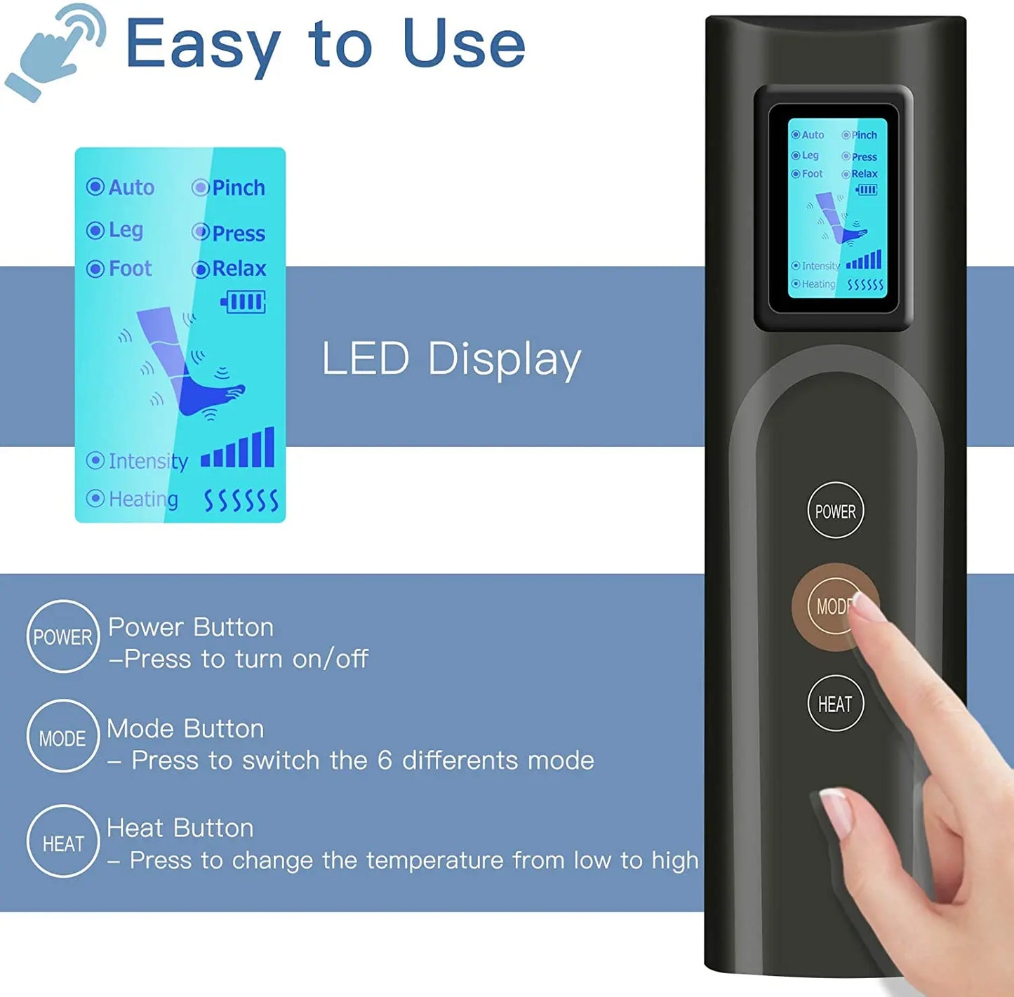 Foot Air Pressure Leg Massager — 360° Circulation & Muscle Relaxation Device for Lymphatic Drainage