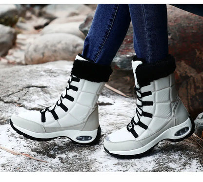 Women’s Waterproof Winter Snow Boots – Warm Plush Fur, Non-Slip Outdoor Platform Ankle Boots