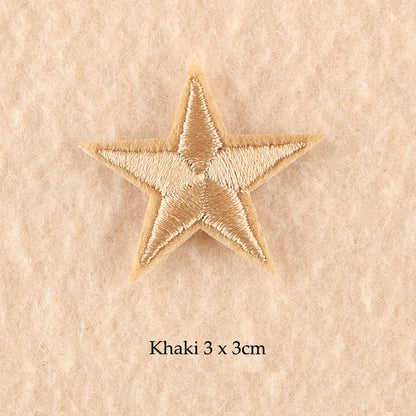 Stars Embroidered Iron-On Patches – Gold, Silver & Colorful Appliqué Stickers for Clothing, Jackets, Bags & DIY Craft Decoration