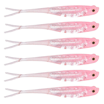 Dr.Fish 5/6pcs Soft Fishing Lures — Saltwater Silicone Fork Tail Drop Shot Baits for Bass, Trout, Pike, Walleye, Weedless
