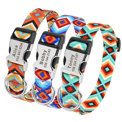 Adjustable Nylon Dog & Cat Collar – Personalized ID Collar with Engraved Name Buckle, Anti-Lost for Small, Medium & Large Pets