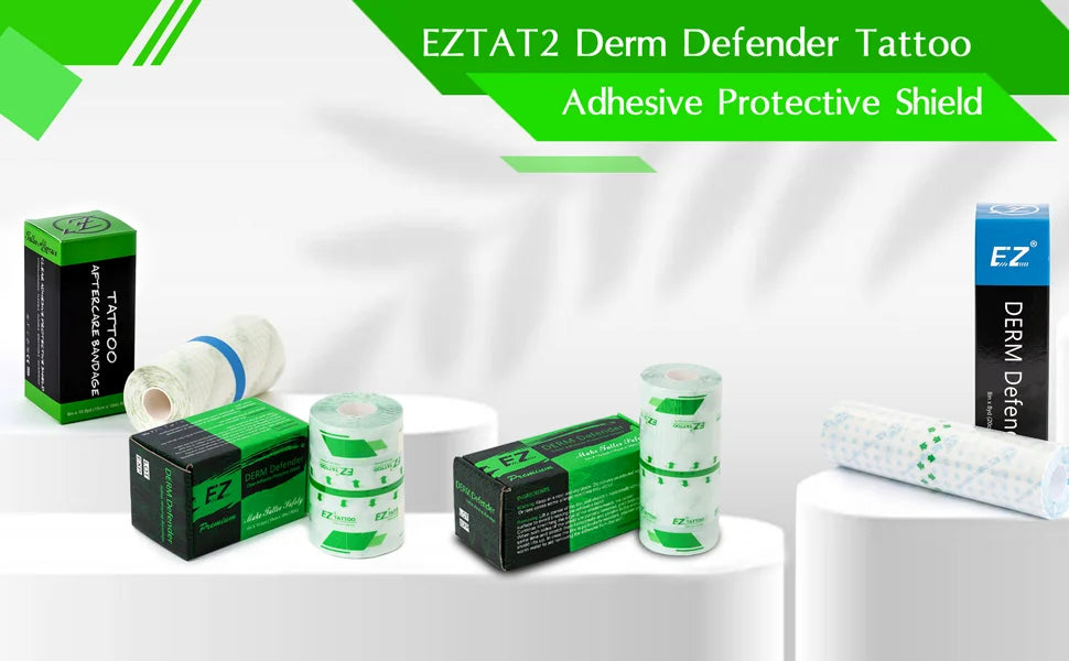 EZ Premium Derm Defender Tattoo Film – Clear Adhesive Protective Shield for Aftercare & Tattoo Healing