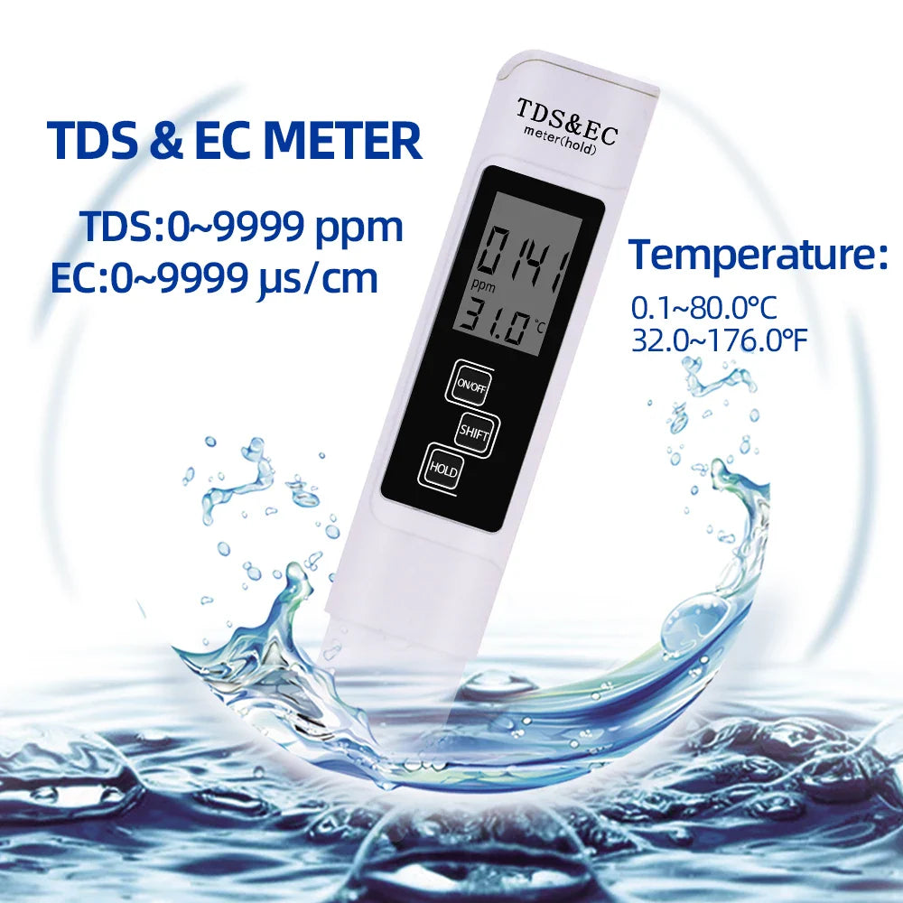 PH & TDS Meter Digital Water Quality Tester - 0-14 PH, 0-9990PPM, LCD Water Purity Analyzer for Aquarium & Filter