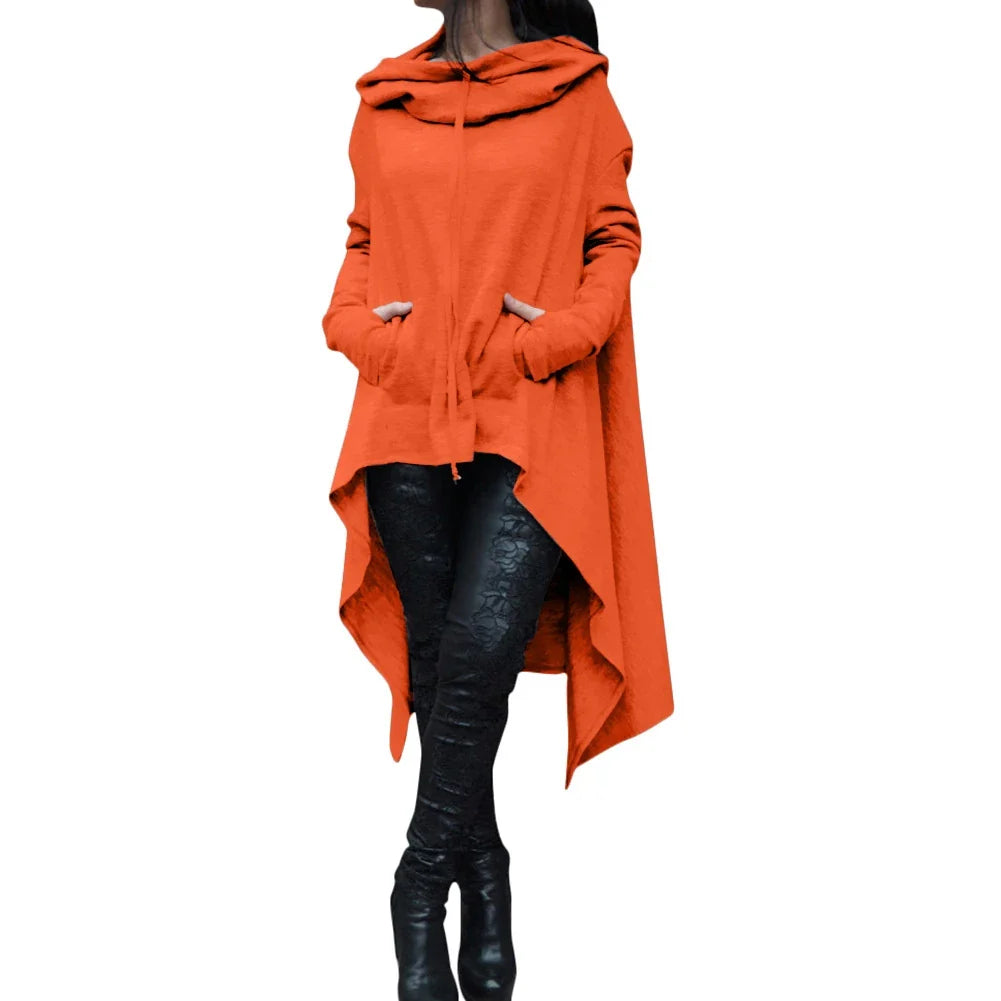Fashion Trends European-Style Long Hoodie – New Solid Color Casual Pullover
