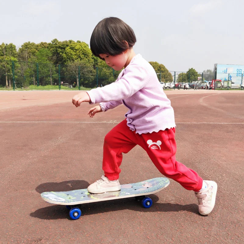 60cm Kids' Beginner Skateboard – Double Rocker Maple Deck with Cartoon Design for Outdoor Fun