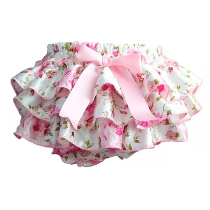 Baby Girl Tutu Bloomers Set - Newborn Tulle Lace Diaper Cover with Flower Headband Outfit