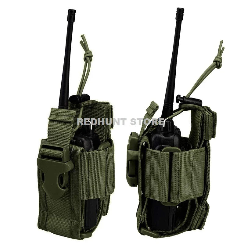 Adjustable Tactical Radio Holder Bag: Molle Two Way Radio Holster Pouch - Nylon Duty Military Storage Case for Walkie Talkie