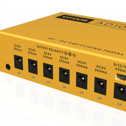 VITOOS AD10S-SV4 Effect Pedal Power Supply - Fully Isolated with Noise Reduction & High Power for Digital Effectors
