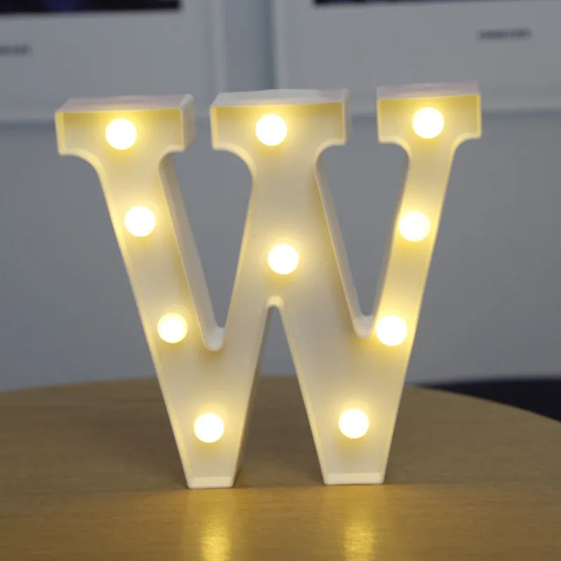 Alphabet & Number LED Lamp Night Light – Warm Battery-Powered Luminous Letter Light for Home, Wedding, Birthday & Party Decoration