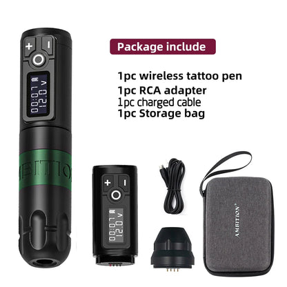 Ambition Soldier Wireless Tattoo Machine — Rotary Battery Pen with 2400mAh & LED Digital Display | Portable Power Pack for Body Art
