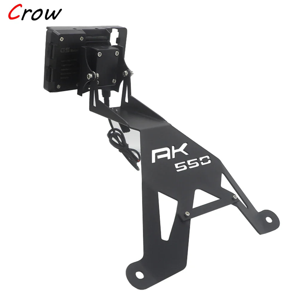Motorcycle Front Mid Navigation Bracket GPS Phone Mount with Charging – Compatible with KYMCO AK550 AK 550 Accessories, Durable Travel Holder